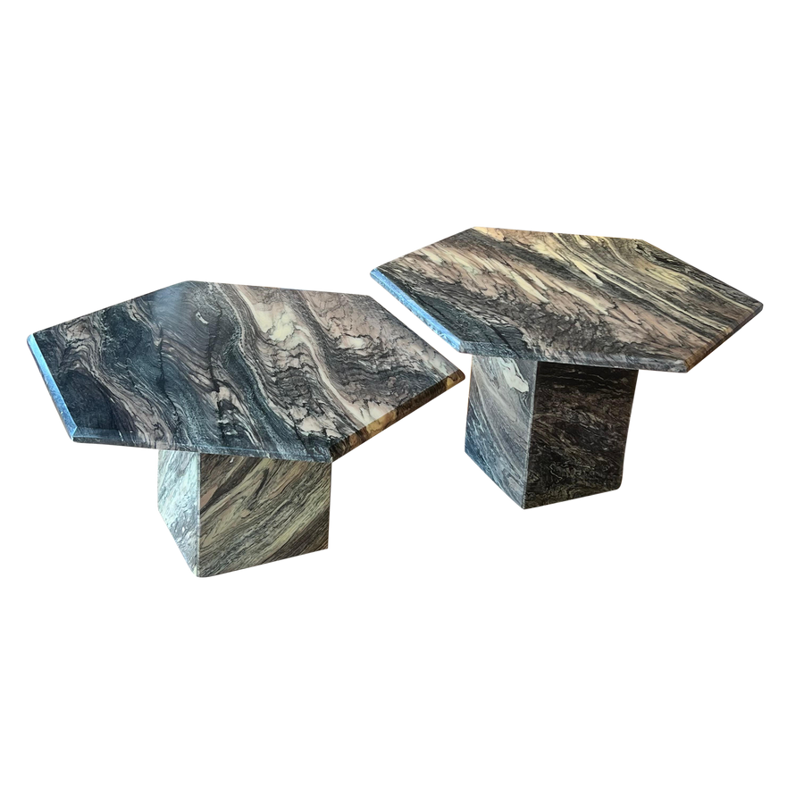 Nesting Set of Hexagonal Marble Tables