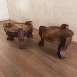 Pair of Solid Wooden Brutalist End Tables, Brazil, 1960s