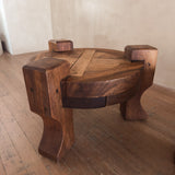 Pair of Solid Wooden Brutalist End Tables, Brazil, 1960s