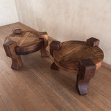Pair of Solid Wooden Brutalist End Tables, Brazil, 1960s