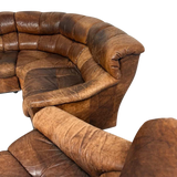 Swiss Brown Leather Tufted Lounge Chair, 1970s