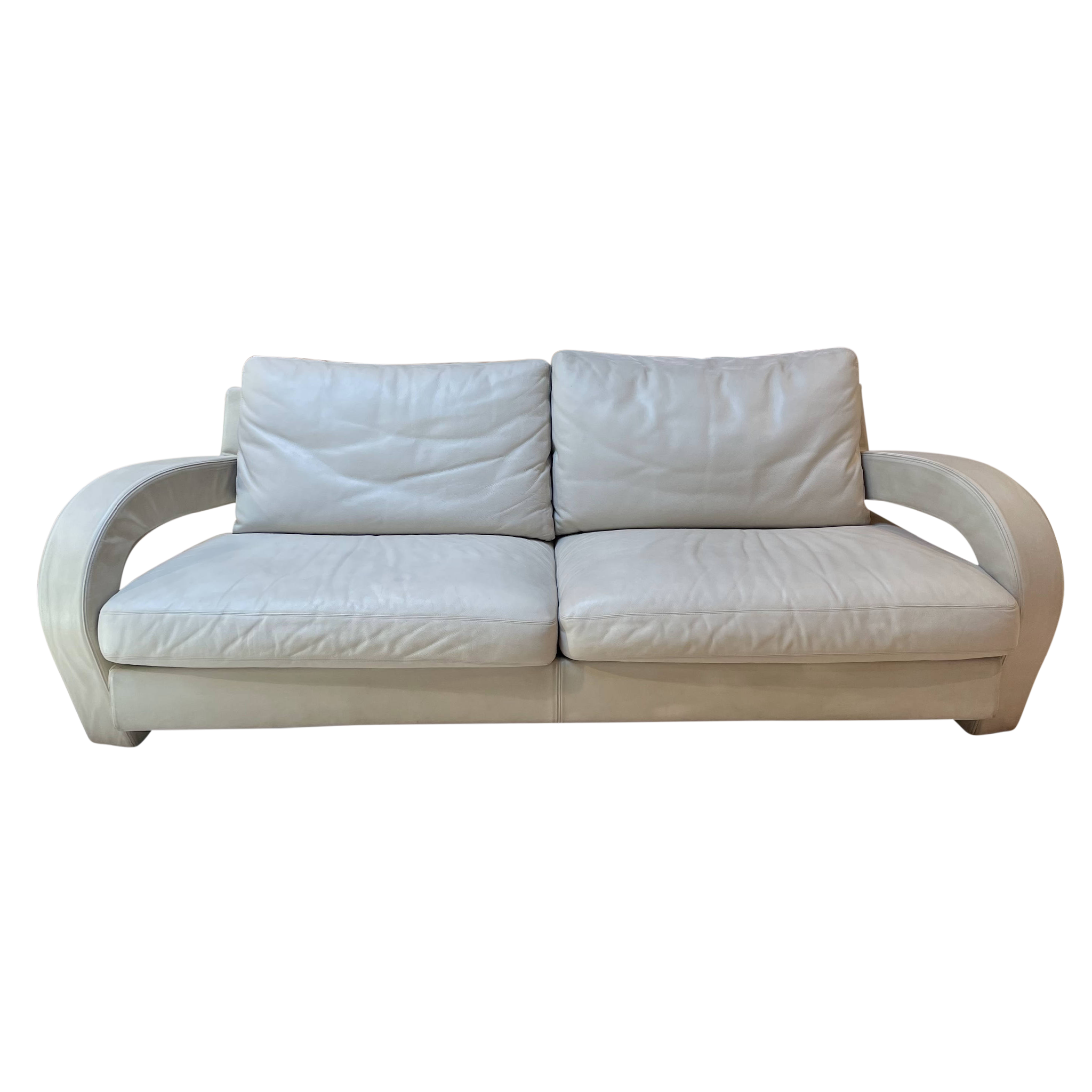 Postmodern B&B Italia White Leather Sofa Pop Up Home