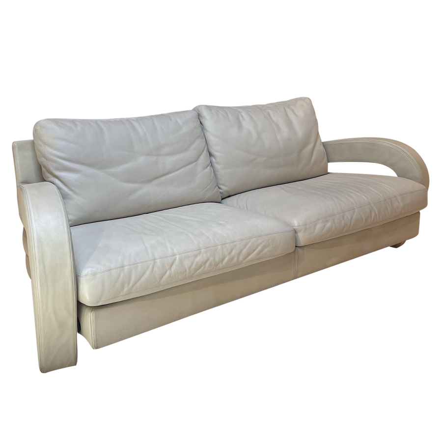 Postmodern B&B Italia White Leather Sofa