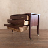 French Teak Chest with Woven Basket Drawer, 1960s