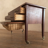 French Teak Chest with Woven Basket Drawer, 1960s
