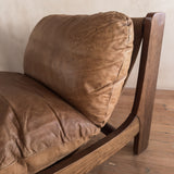 Pair of Wood Frame Toffee Leather Lounge Chairs, 1970s