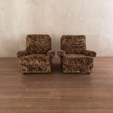 Pair of 1970s Geometric Velvet Lounge Chairs