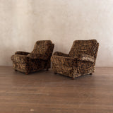 Pair of 1970s Geometric Velvet Lounge Chairs