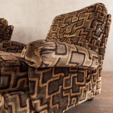 Pair of 1970s Geometric Velvet Lounge Chairs