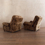 Pair of 1970s Geometric Velvet Lounge Chairs