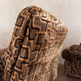 Pair of 1970s Geometric Velvet Lounge Chairs
