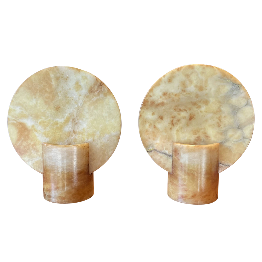 Pair of Italian Alabaster Disc Lamps