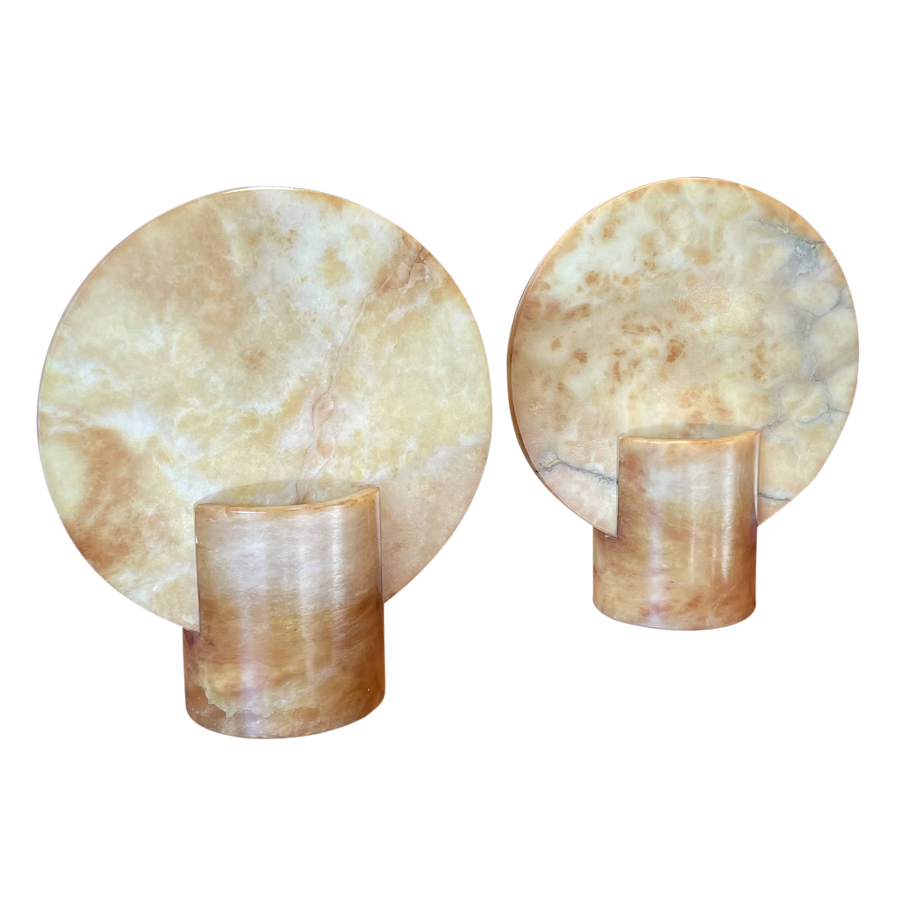 Pair of Italian Alabaster Disc Lamps