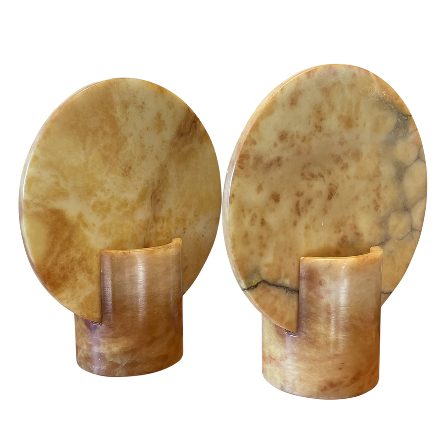 Pair of Italian Alabaster Disc Lamps