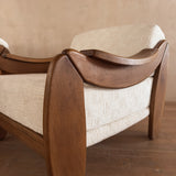 Pair of Brutalist Oak Armchairs, Italy, 1970s