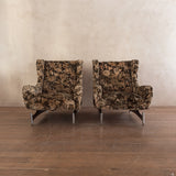 Pair of Vintage Floral Wingback Lounge Chairs