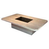 Travertine Coffee Table with Brass Inlay