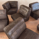 6 Piece Chocolate Leather 'DS-11' Patchwork Sofa by De Sede