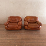 Pair of Cognac 'Sapporo' Lounge Chairs by Mobil Girgi