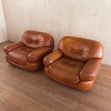 Pair of Cognac 'Sapporo' Lounge Chairs by Mobil Girgi