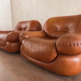 Pair of Cognac 'Sapporo' Lounge Chairs by Mobil Girgi