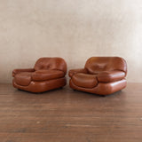 Pair of Cognac 'Sapporo' Lounge Chairs by Mobil Girgi
