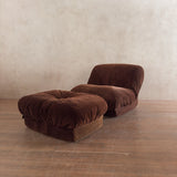 Chocolate Velvet 'Patate' Chair and Ottoman by Airborne International, 1970s