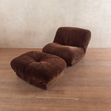Chocolate Velvet 'Patate' Chair and Ottoman by Airborne International, 1970s