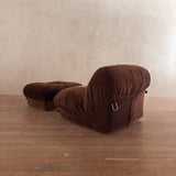 Chocolate Velvet 'Patate' Chair and Ottoman by Airborne International, 1970s