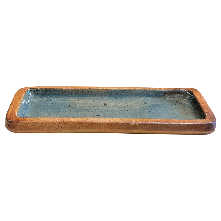 Small Blue Glazed French Ceramic Tray