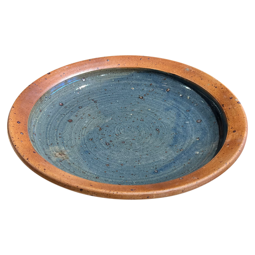 Blue Glazed French Ceramic Large Round Platter