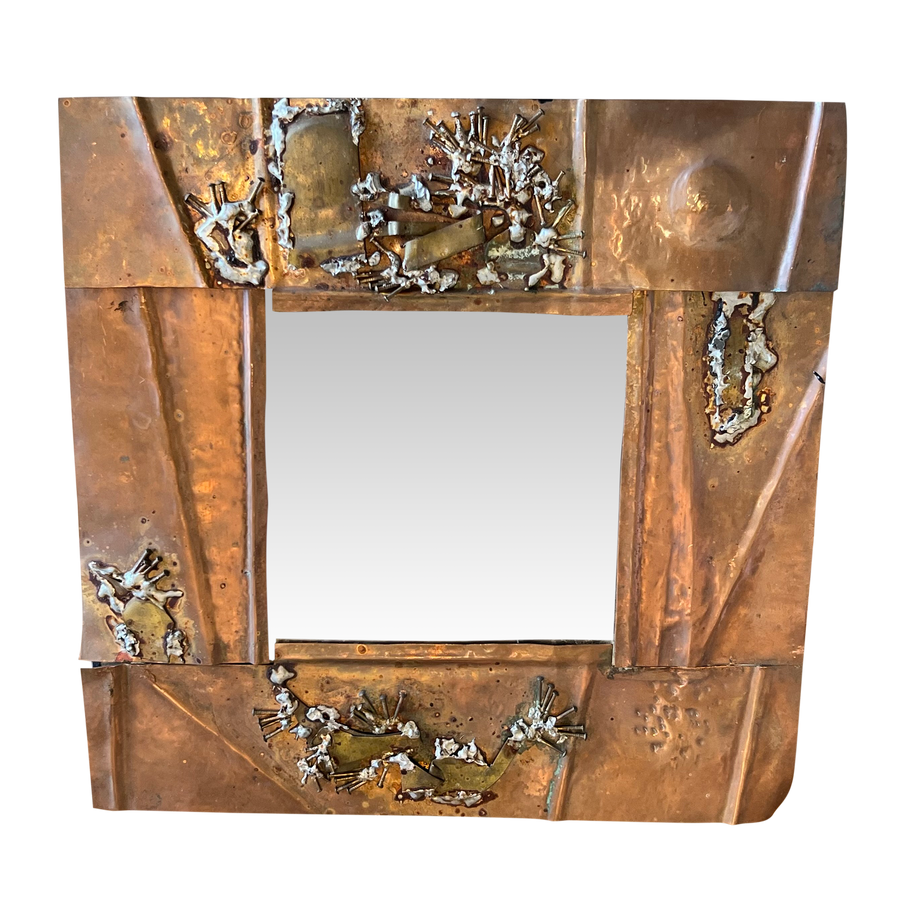 Mixed Metal Brutalist Mirror