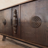 Hand Carved Oak Sideboard by Charles Dudouyt, 1940s