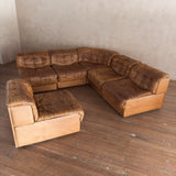 6 Piece Camel Leather 'DS-11' Patchwork Sofa by De Sede