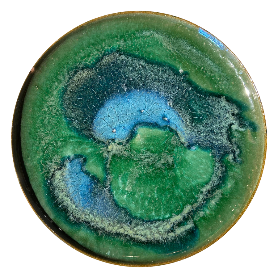 Blue and Green Glazed Studio Pottery Platter