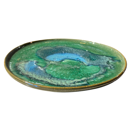 Blue and Green Glazed Studio Pottery Platter