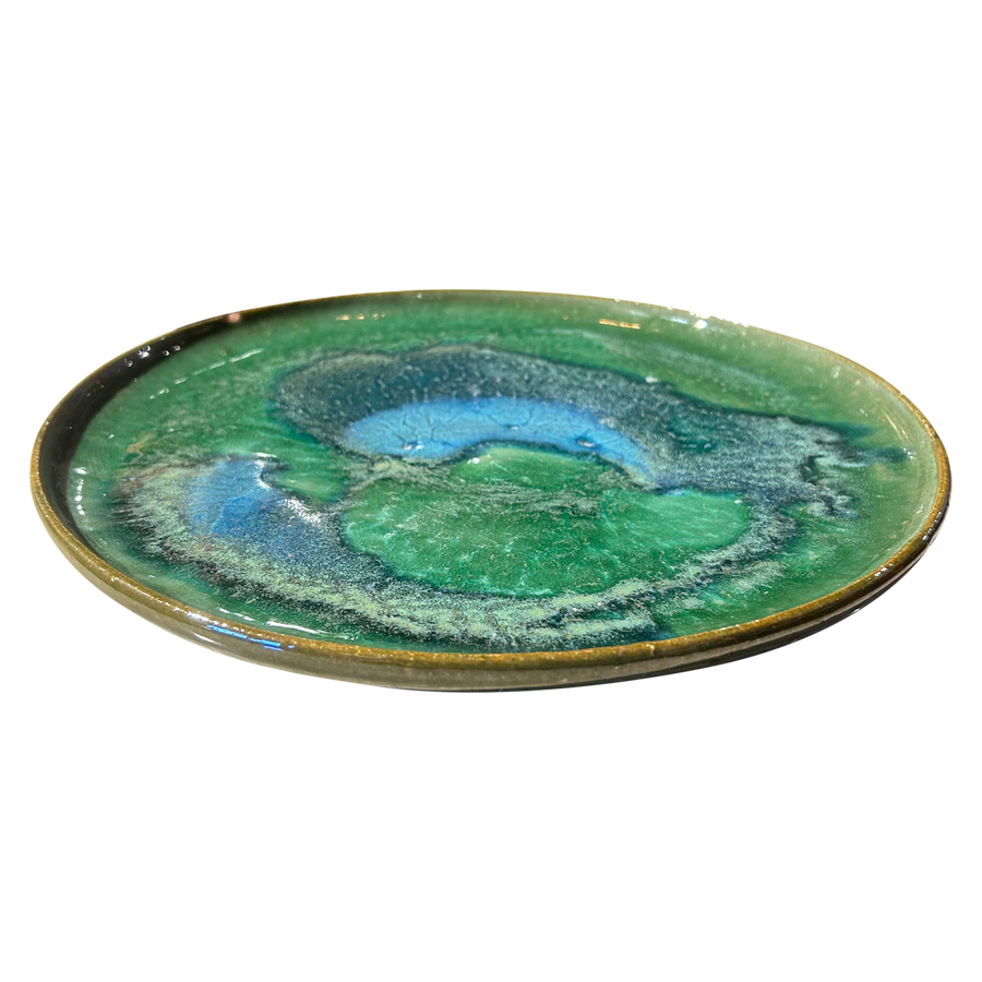 Blue and Green Glazed Studio Pottery Platter