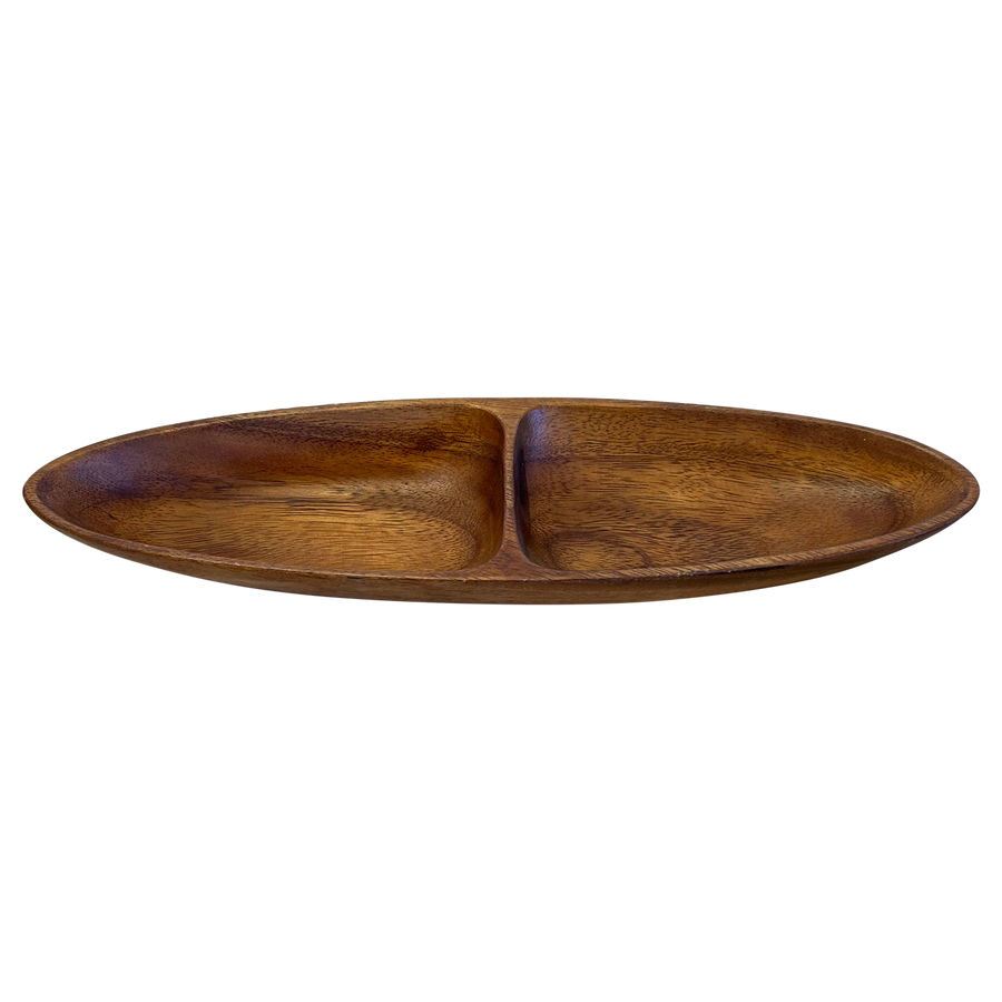 Wood Carved 2 Part Dish