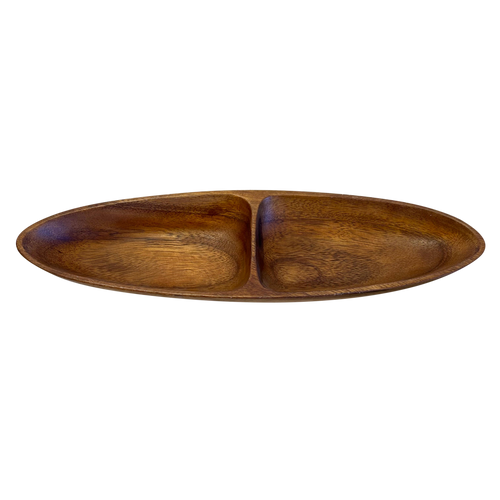 Wood Carved 2 Part Dish