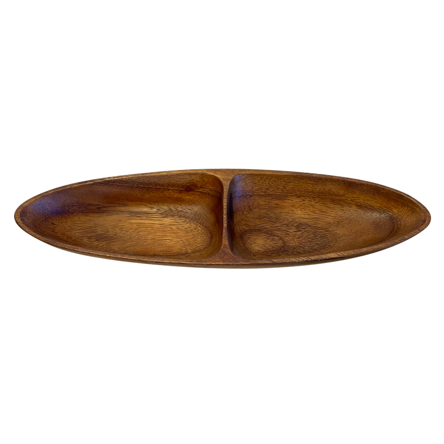 Wood Carved 2 Part Dish