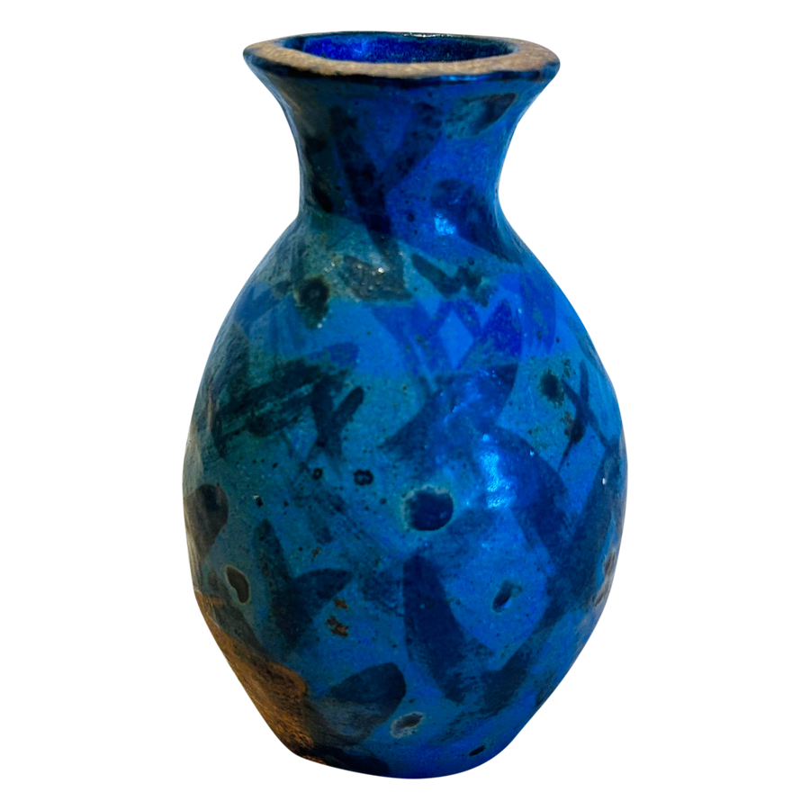 Bright Blue Glazed Ceramic Vessel