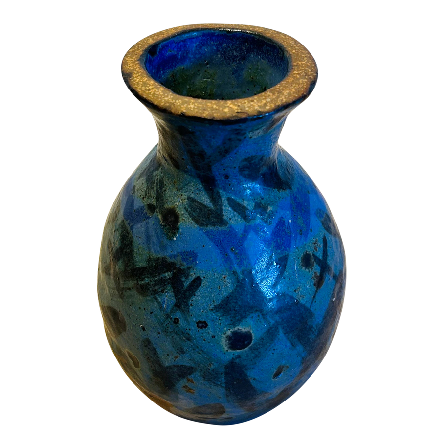 Bright Blue Glazed Ceramic Vessel