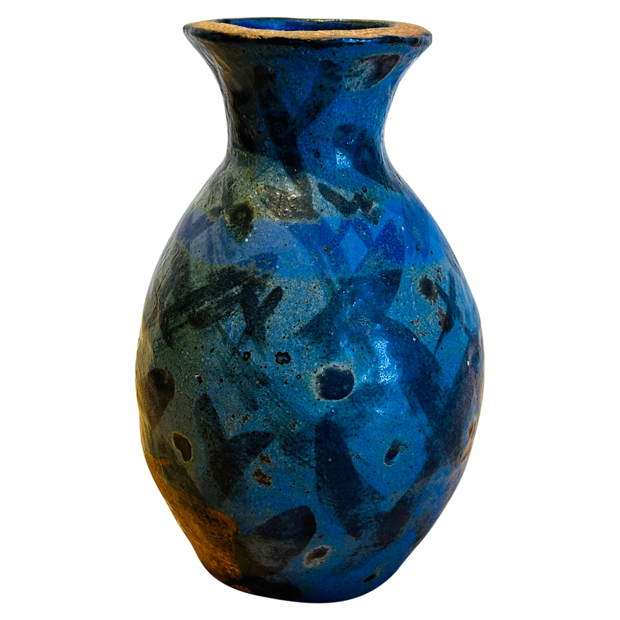 Bright Blue Glazed Ceramic Vessel