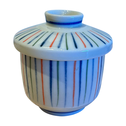 Striped Multicolor Lidded Vessel