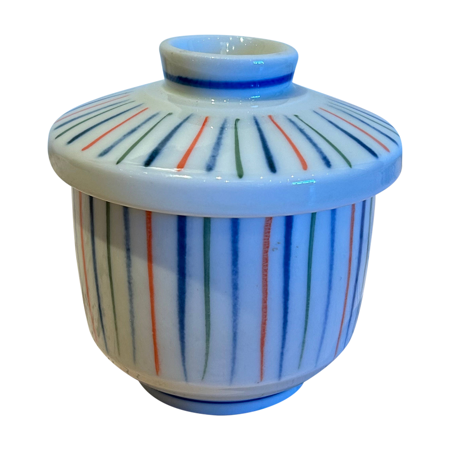 Striped Multicolor Lidded Vessel