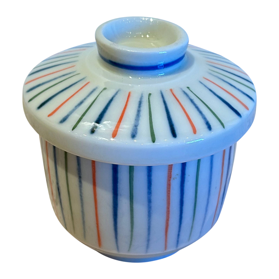 Striped Multicolor Lidded Vessel