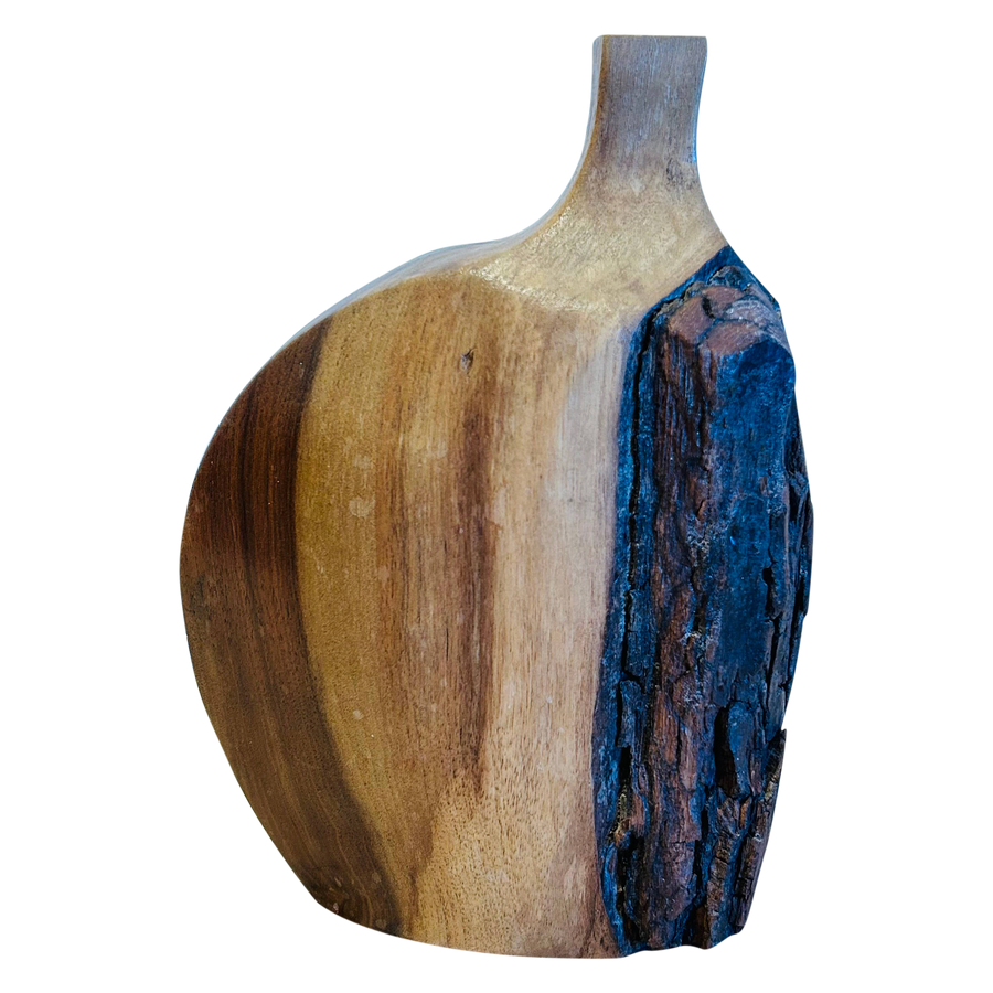 Raw Edge Wood Carved Vessel