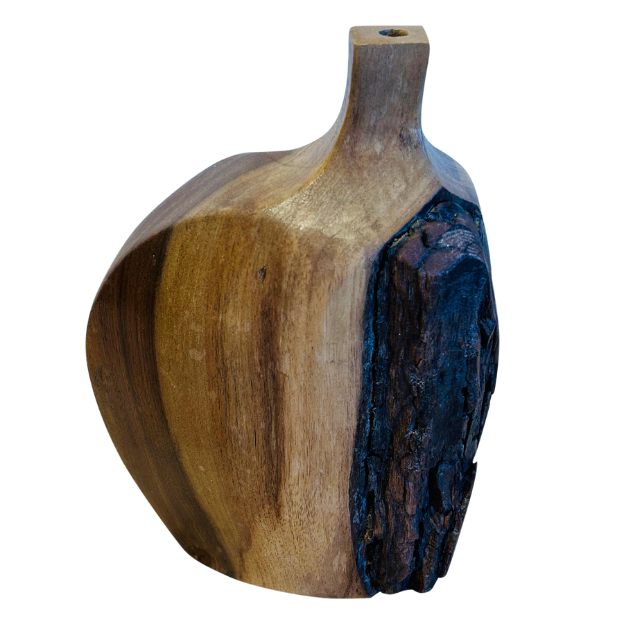 Raw Edge Wood Carved Vessel