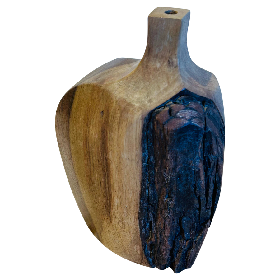 Raw Edge Wood Carved Vessel