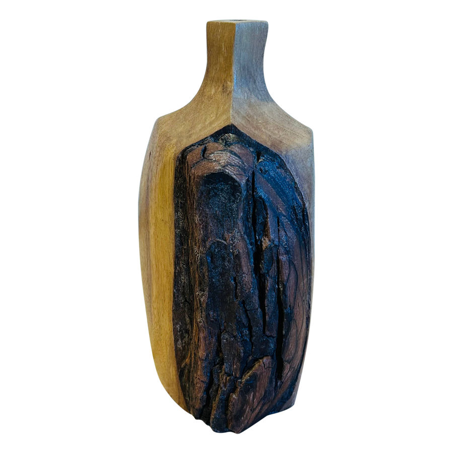 Raw Edge Wood Carved Vessel